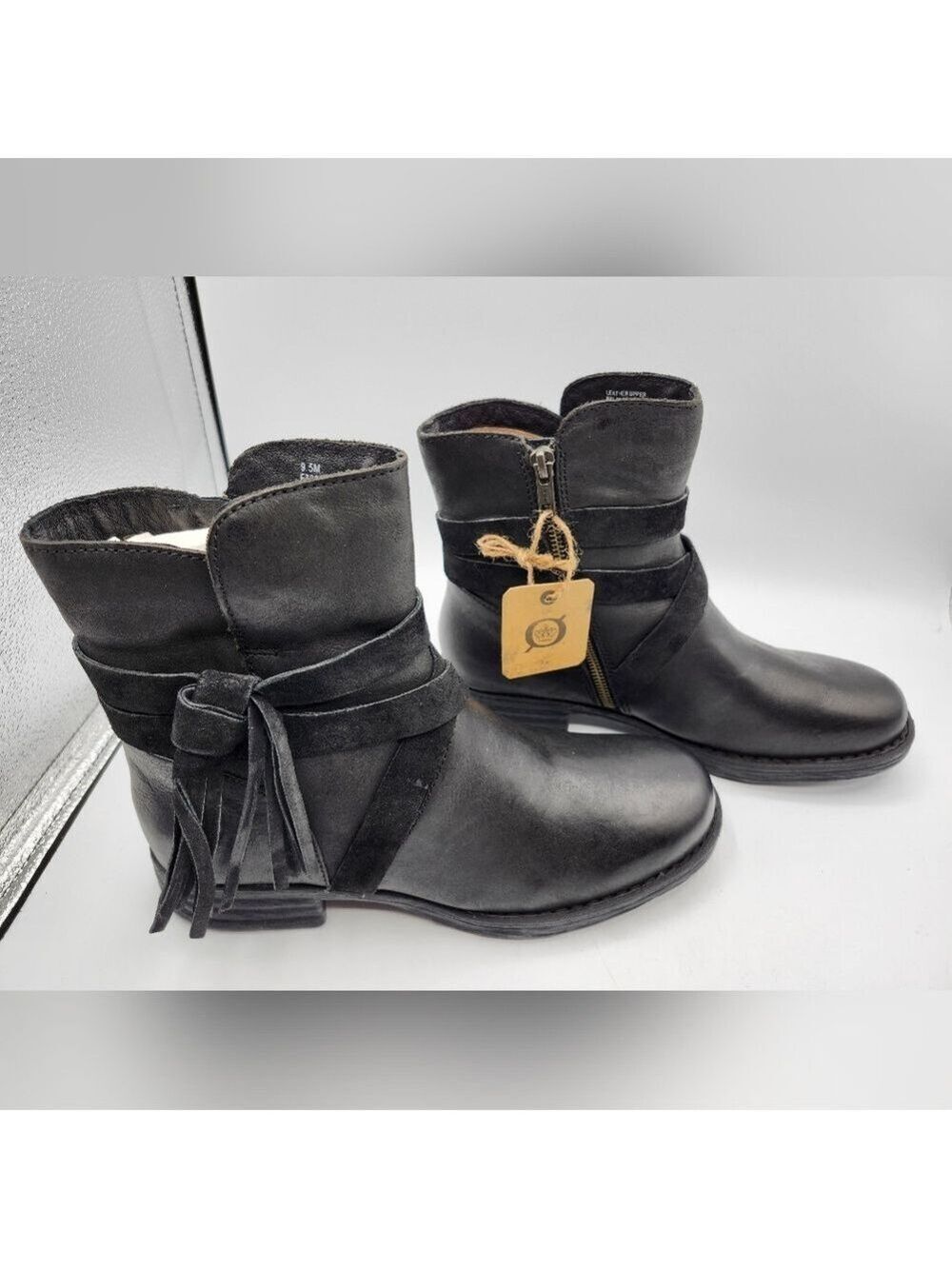 b.o.c. Black Ankle Boots with Fringe Accent NWT sz 9.5